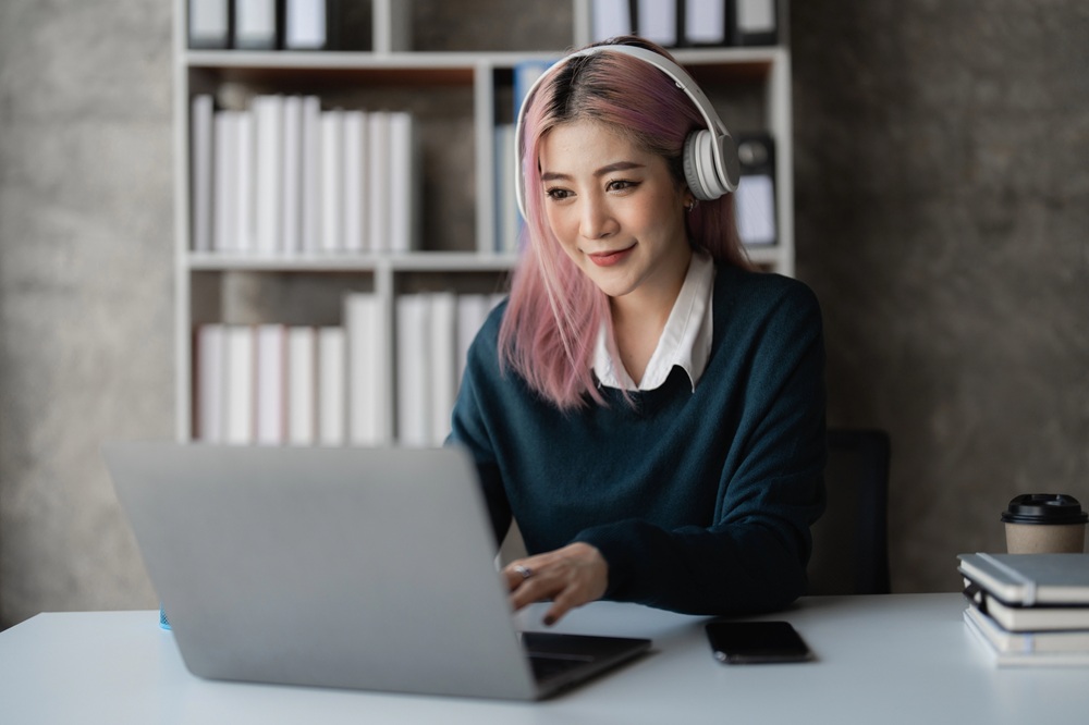 Woman with headphones